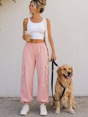 Free People Movement Peach Cargo Jogger Pants Womens Activewear Yoga Casual S